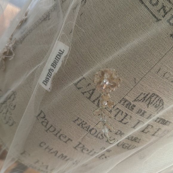 Bridal long  trained long sleeved over jacket with floral beading & bustles M/L - Picture 13 of 16